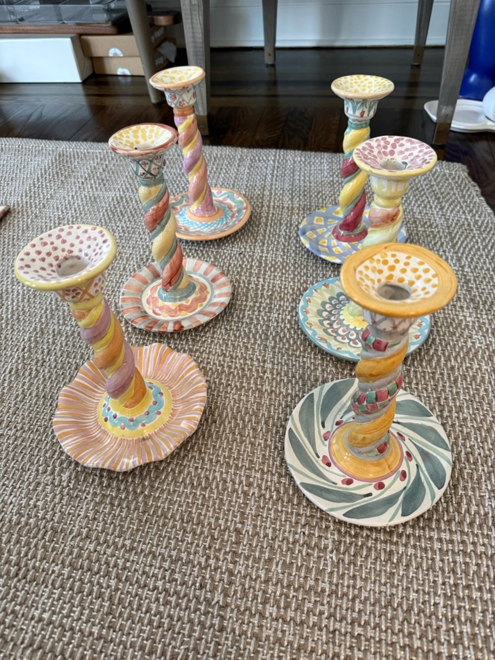 6 Vintage MacKenzie Childs Rare Victoria and Richard Hand-Painted Candle Holders - Picture 3 of 6